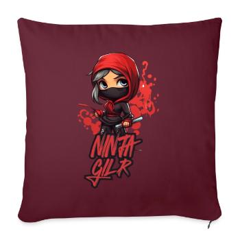 Ninja Girl Drôle Fête D’anniversaire Bday Girl - Coussin et housse de 45 x 45 cm - bordeaux - Devant