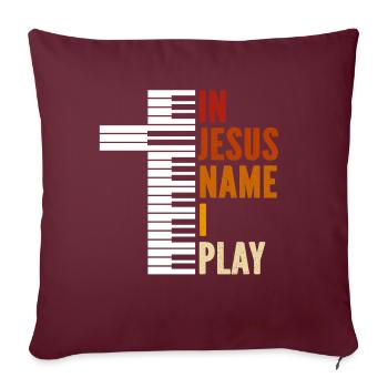 Piano Musique chrétienne Jésus Pianiste Dieu - Coussin et housse de 45 x 45 cm - bordeaux - Devant