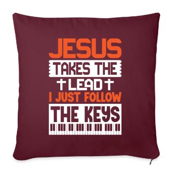 Piano Musique chrétienne Jésus Pianiste Dieu - Coussin et housse de 45 x 45 cm - bordeaux - Devant