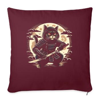 Ninja Katze Japanisch Samurai Japan Kawaii Krieger - Sofakissen mit Füllung 45 x 45 cm - Burgunderrot - Vorne