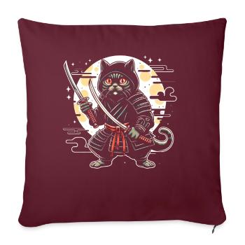 Ninja Katze Japanisch Samurai Japan Kawaii Krieger - Sofakissen mit Füllung 45 x 45 cm - Burgunderrot - Vorne