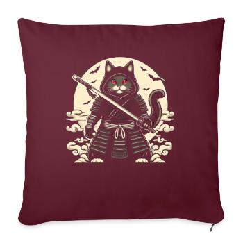 Ninja Katze Japanisch Samurai Japan Kawaii Krieger - Sofakissen mit Füllung 45 x 45 cm - Burgunderrot - Vorne