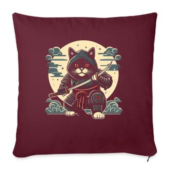 Ninja Katze Japanisch Samurai Japan Kawaii Krieger - Sofakissen mit Füllung 45 x 45 cm - Burgunderrot - Vorne