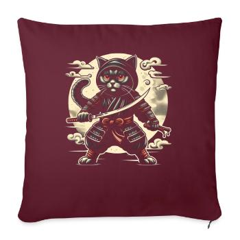 Ninja Katze Japanisch Samurai Japan Kawaii Krieger - Sofakissen mit Füllung 45 x 45 cm - Burgunderrot - Vorne