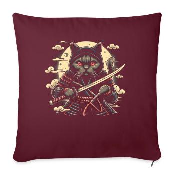 Ninja Katze Japanisch Samurai Japan Kawaii Krieger - Sofakissen mit Füllung 45 x 45 cm - Burgunderrot - Vorne