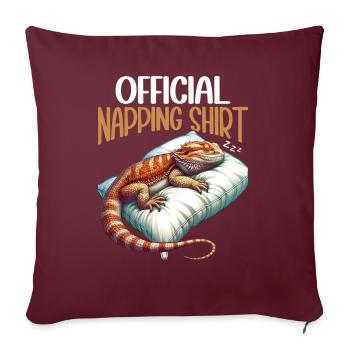 Officiel Sleeping House Bearded Dragon PJ dort - Coussin et housse de 45 x 45 cm - bordeaux - Devant