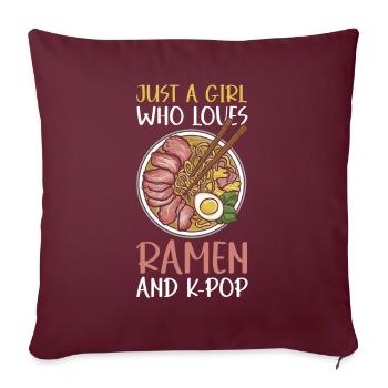 Ramen et K-Pop Marchandise Kawaii Finger Heart - Coussin et housse de 45 x 45 cm - bordeaux - Devant
