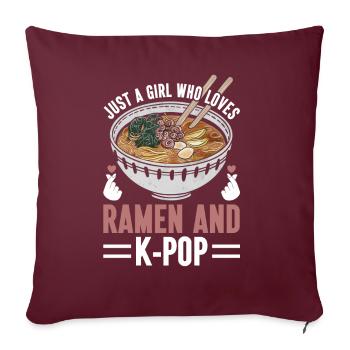 Ramen et K-Pop Marchandise Kawaii Finger Heart - Coussin et housse de 45 x 45 cm - bordeaux - Devant
