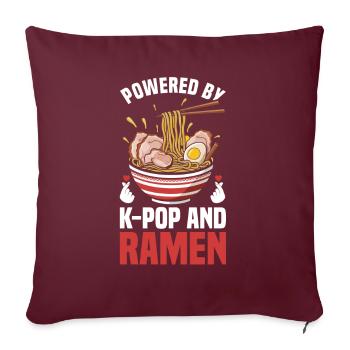 Ramen et K-Pop Marchandise Kawaii Finger Heart - Coussin et housse de 45 x 45 cm - bordeaux - Devant