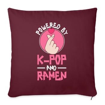 Ramen et K-Pop Marchandise Kawaii Finger Heart - Coussin et housse de 45 x 45 cm - bordeaux - Devant