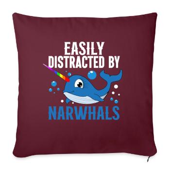 Mer de narval Mignon amoureux du narwhaler - Coussin et housse de 45 x 45 cm - bordeaux - Devant