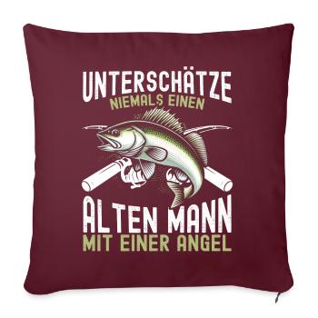 Pêcheur Canne à pêche Drôle Pêcheur Hobby Pêcheur - Coussin et housse de 45 x 45 cm - bordeaux - Devant