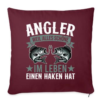 Pêcheur Canne à pêche Drôle Pêcheur Hobby Pêcheur - Coussin et housse de 45 x 45 cm - bordeaux - Devant