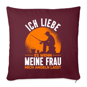 Pêcheur Canne à pêche Drôle Pêcheur Hobby Pêcheur - Coussin et housse de 45 x 45 cm - bordeaux - Devant