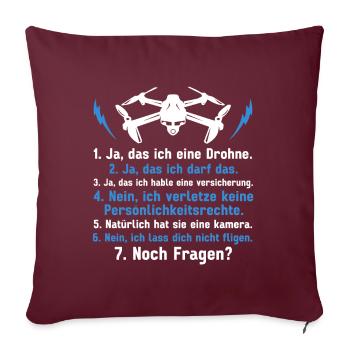 Pilote de drone quadricoptère Quadricoptère volant - Coussin et housse de 45 x 45 cm - bordeaux - Devant
