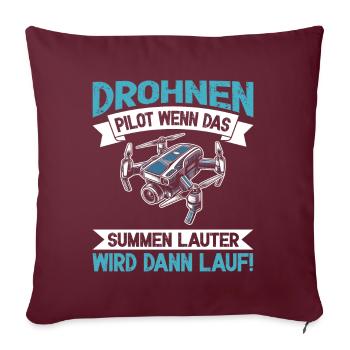 Pilote de drone quadricoptère Quadricoptère volant - Coussin et housse de 45 x 45 cm - bordeaux - Devant