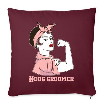 Hundegruamwelpen Haustier -Pflege -Job Salon - Sofakissen mit Füllung 45 x 45 cm - Burgunderrot - Vorne