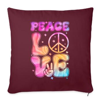 Groovy Tie Dye Paix Amour Signe Rétro Hippie - Coussin et housse de 45 x 45 cm - bordeaux - Devant