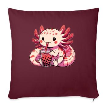 Axolotl Boba Thé Buvant Otaku Anime Lover - Coussin et housse de 45 x 45 cm - bordeaux - Devant