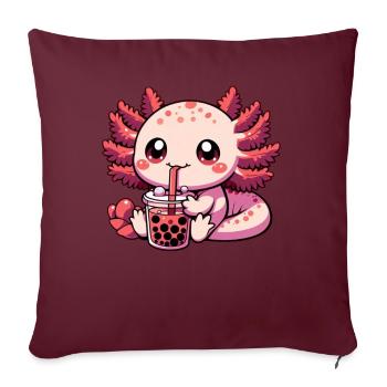 Axolotl Boba Thé Buvant Otaku Anime Lover - Coussin et housse de 45 x 45 cm - bordeaux - Devant