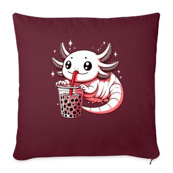 Axolotl Boba Thé Buvant Otaku Anime Lover - Coussin et housse de 45 x 45 cm - bordeaux - Devant
