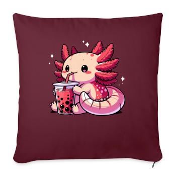 Axolotl Boba Thé Buvant Otaku Anime Lover - Coussin et housse de 45 x 45 cm - bordeaux - Devant