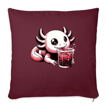 Axolotl Boba Thé Buvant Otaku Anime Lover - Coussin et housse de 45 x 45 cm - bordeaux - Devant