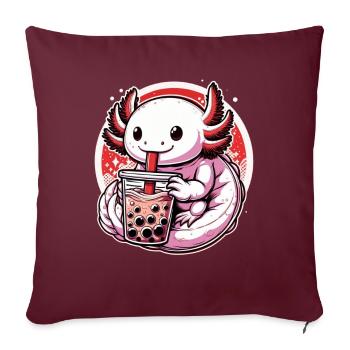 Axolotl Boba Thé Buvant Otaku Anime Lover - Coussin et housse de 45 x 45 cm - bordeaux - Devant