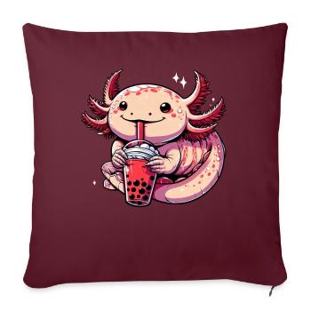 Axolotl Boba Thé Buvant Otaku Anime Lover - Coussin et housse de 45 x 45 cm - bordeaux - Devant