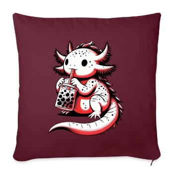 Axolotl Boba Thé Buvant Otaku Anime Lover - Coussin et housse de 45 x 45 cm - bordeaux - Devant