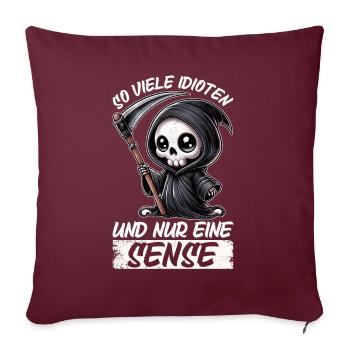 Tant d’idiots et juste une faux de sarcasme - Coussin et housse de 45 x 45 cm - bordeaux - Devant