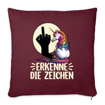 Reconnaître les signes Licorne Ombre Plus Drôle - Coussin et housse de 45 x 45 cm - bordeaux - Devant