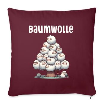 Mouton de coton dessin animé Drôle de mouton Jeu de mots - Coussin et housse de 45 x 45 cm - bordeaux - Devant