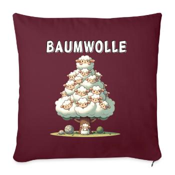 Mouton de coton dessin animé Drôle de mouton Jeu de mots - Coussin et housse de 45 x 45 cm - bordeaux - Devant
