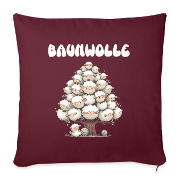 Mouton de coton dessin animé Drôle de mouton Jeu de mots - Coussin et housse de 45 x 45 cm - bordeaux - Devant
