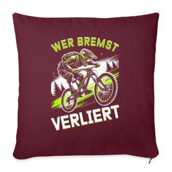 Vététistes, amateurs de VTT, cyclisme - Coussin et housse de 45 x 45 cm - bordeaux - Devant