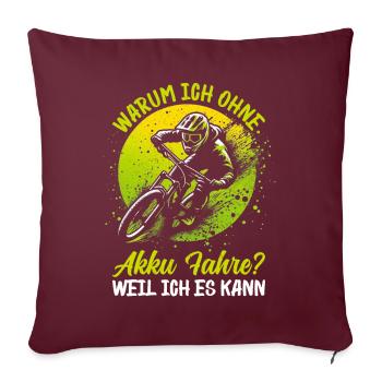 Vététistes, amateurs de VTT, cyclisme - Coussin et housse de 45 x 45 cm - bordeaux - Devant