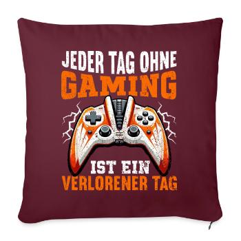 Jeux Gamer Gamer Lecteur vidéo Console PC Jeux - Coussin et housse de 45 x 45 cm - bordeaux - Devant
