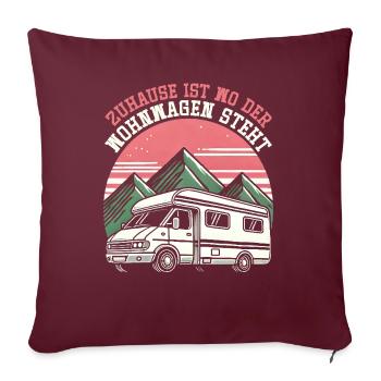 Camper Wohnwagen Lagerfeuer Campingurlaub - Sofakissen mit Füllung 45 x 45 cm - Burgunderrot - Vorne