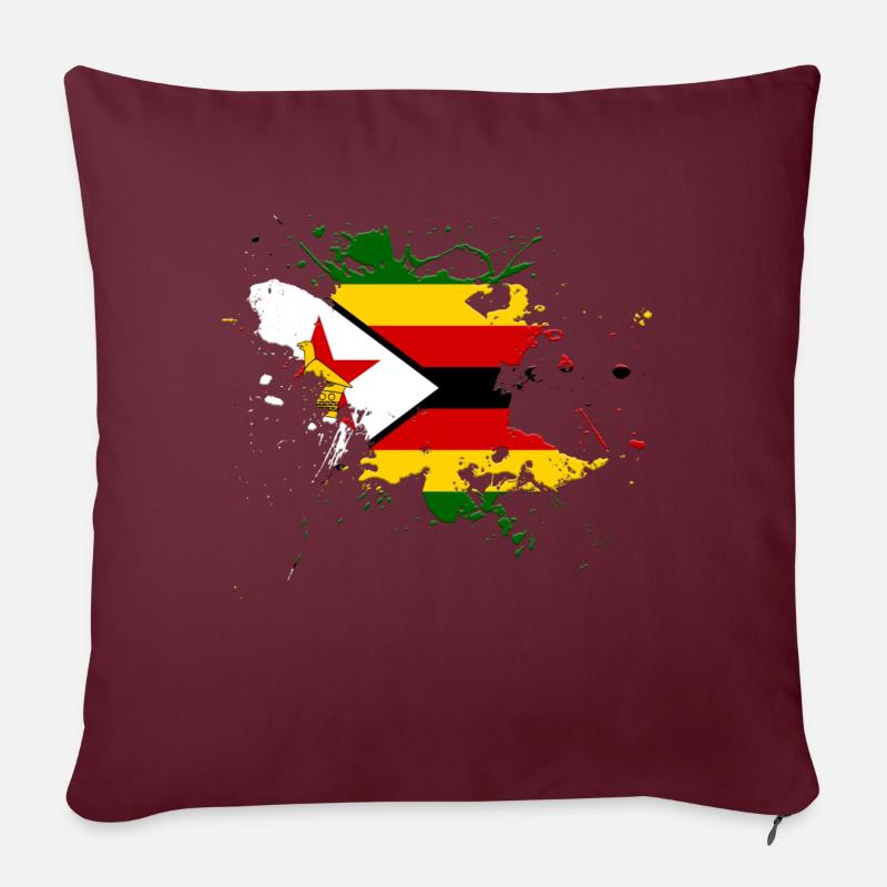 Simbabwe Flagge als Farbklecks - Sofakissen mit Füllung 45 x 45 cm - Burgunderrot