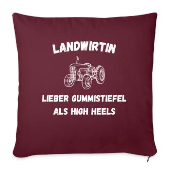 Landwirtin Traktor Bäuerin Gummistiefel Acker - Sofakissen mit Füllung 45 x 45 cm - Burgunderrot - Vorne