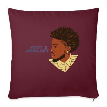 noir fier design dur + homme éduqué afro - Coussin et housse de 45 x 45 cm - bordeaux - Devant