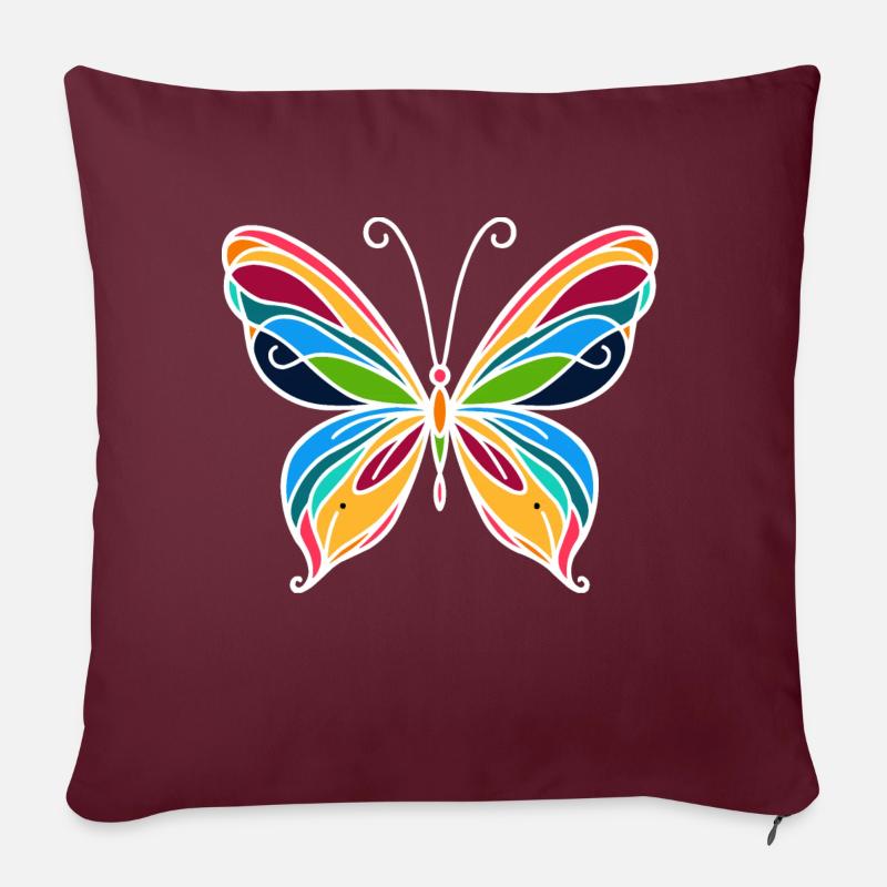 Schmetterling - Sofakissen mit Füllung 45 x 45 cm - Burgunderrot