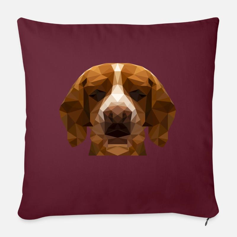 Polygone de chien beagle - Coussin et housse de 45 x 45 cm - bordeaux