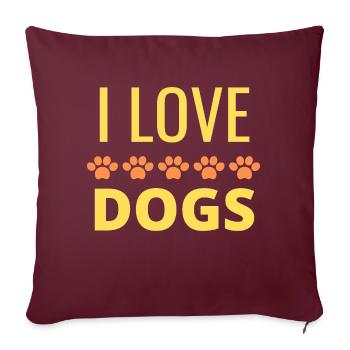 J'aime les chiens -T-shirt original fun - Coussin et housse de 45 x 45 cm - bordeaux - Devant