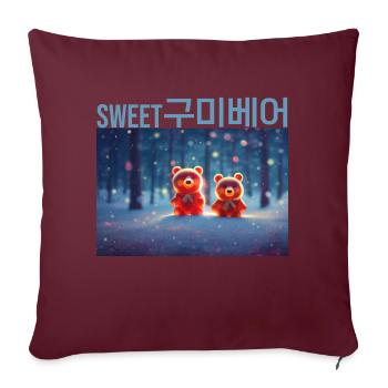Mignons ours en gomme rouges mignons dans la neige - Coussin et housse de 45 x 45 cm - bordeaux - Devant