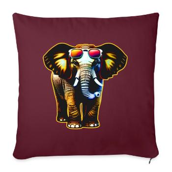 Cooler Elefant mit Sonnenbrille - Sofakissen mit Füllung 45 x 45 cm - Burgunderrot - Vorne