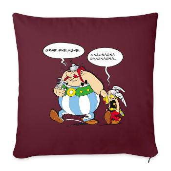 Asterix & Obelix speach bubbles - Sofa pillow with filling 45cm x 45cm - burgundy - Front