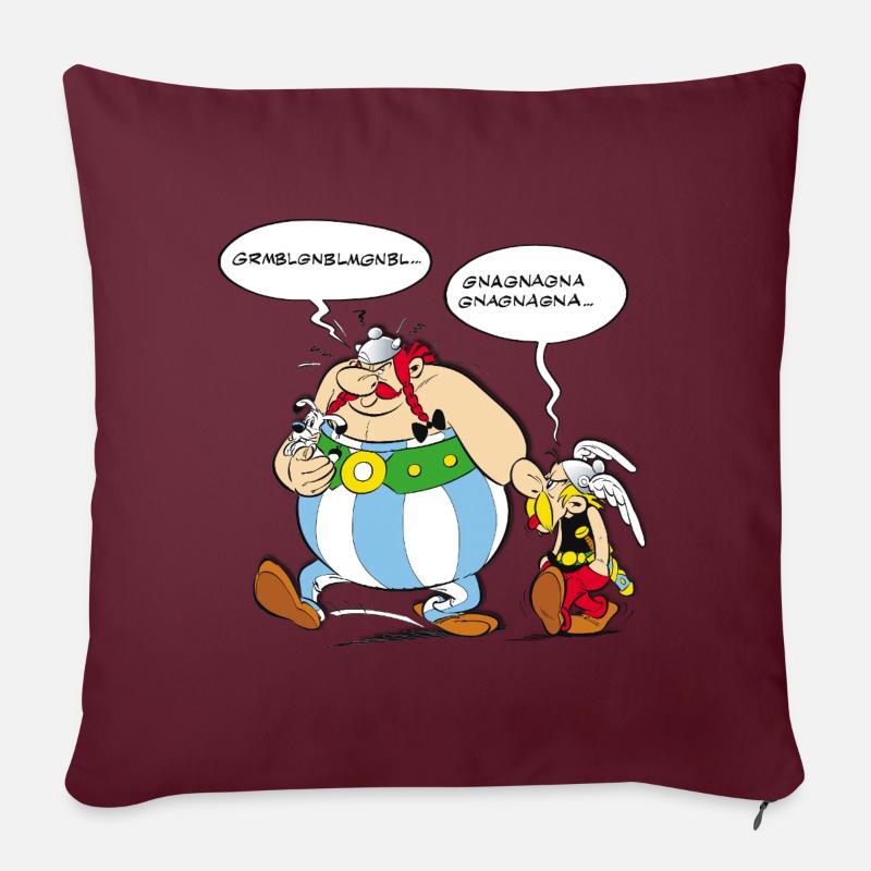 Asterix & Obelix Sprechblasen - Sofakissen mit Füllung 45 x 45 cm - Burgunderrot