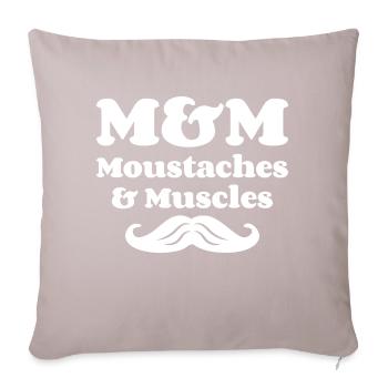 M&M (Moustaches & Muscles) - Coussin et housse de 45 x 45 cm - taupe clair - Devant